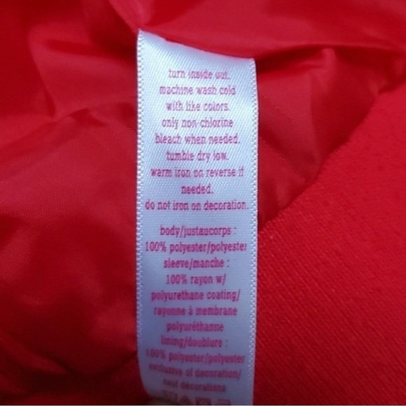 JUSTICE Girl Squad Letterman Red And White Jacket Size 16/18 - Picture 6 of 9